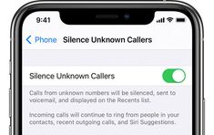 an iphone screen showing the phone's unknown callers section, with text on it