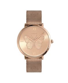 in stock Adjustable Rose Gold Watch Accessories, Timeless Rose Gold Watch With Skeleton Dial, Luxury Rose Gold Metal Watch, Mk Watch Women Rose Gold, Luxury Adjustable Rose Gold Watches, Burton Women, Stainless Steel Mesh, Olivia Burton, Steel Mesh