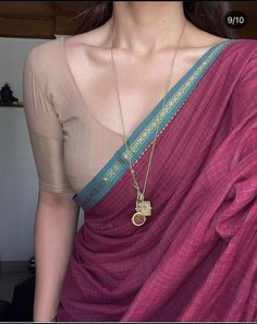 Elegant Saree Look, Saree Blouse Styles, Cotton Saree Blouse Designs, Saree Wearing, Indian Sari Dress