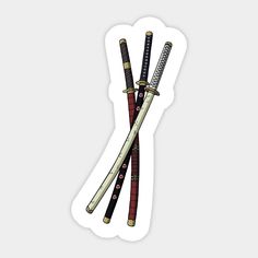 three different types of swords are shown in this sticker