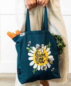 Reusable tote bag that says "QUEEN BEE" Reusable Tote Bags For Grocery Shopping, Reusable Tote Bag For Groceries, Reusable Tote Bag For Grocery, Southern Outfits, Wine Down, Girls Camp, Bag Collection, Secret Sale, Perfect Tote Bag