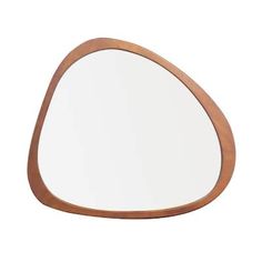 a wooden mirror on a white background