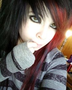 Emo Scene Makeup, Hippy Hair, Scene Hairstyles, Bangs Color, Scene Bangs