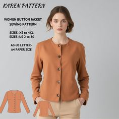 a women's button jacket sewing pattern