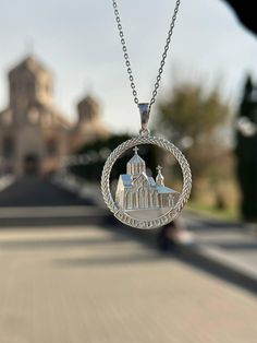 Silver Pendants with Churches of Artsakh Shushi Amaras Gandzasar Discover the uniqueness of Armenian architecture with our silver pendants inspired by the churches of Artsakh. Each pendant is crafted with love and attention to detail, making it the perfect accessory for those who appreciate Armenian culture. Features: Material: High-quality silver Design: Unique depictions of historical churches in Artsakh Closure: Secure clasp for comfortable wear These pendants are ideal for everyday use as well as special occasions. They make a wonderful gift for anyone who values the history and culture of Armenia. Care: Avoid contact with water and chemicals. Wipe with a soft cloth to maintain shine. Add a piece of Armenian history to your style with these exquisite silver pendants featuring the churc Armenian Architecture, Armenian History, Armenian Jewelry, Armenian Culture, Silver Design, Silver Pendants, The History, Silver Pendant, Jewelry Necklace Pendant