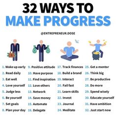 the 32 ways to make progress poster