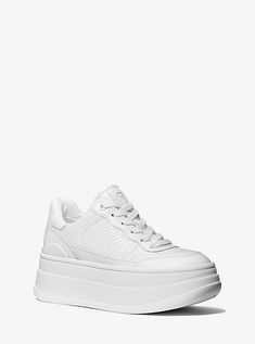 Bring definition to your off-duty style with the Hayes trainer. Crafted from glossy, snake-embossed leather with matte tonal accents, this sneaker is set on a platform wedge for plenty of lift. They pair just as easily with breezy dresses as they do with your favorite denim. High-top Leather Platform Sneakers With Embossed Logo, Leather Platform Sneakers With Embossed Logo, Modern Leather Sneakers With Textured Upper, Snicker Shoes, White Platform Sneakers, Black Dating, Pretty Shoes Sneakers, Olive Green Dresses, Breezy Dress