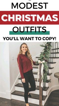 Christmas Party Outfits Winter, Red Pants Holiday Outfit, Christmas Eve Church Outfit Women, Christmas Day Outfit Women Casual, Christmas Eve Outfits Church, Christmas Eve Outfits For Teens, Modest Christmas Outfit, Christmas Party Outfit Casual, Holiday Party Outfit Casual