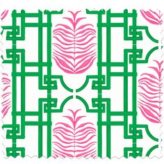 a stamp with pink and green designs on it