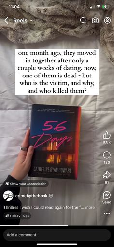 someone is holding up a copy of the book she wrote to her boyfriend in bed