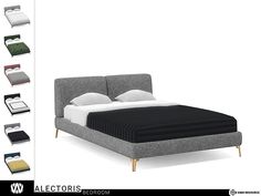 an image of a bed with different mattresses and pillows on it's sides