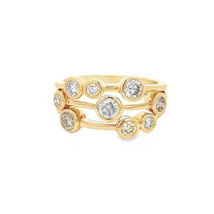 This elegant 0.97 Cts round natural diamond designer ring is a timeless addition to any jewelry collection. Crafted with precision and featuring 9 natural diamonds, this ring exudes luxury and sophistication. Elevate your style with this stunning piece that is sure to make a statement. DIAMOND 0.97 RD TCW 9 PCS. H-I SI1-SI218K YG 6.05 GRAMS SIZE 6.25 RS-1805 Luxury Fine Jewelry Crystal Ring With Round Band, Fine Jewelry Crystal Diamond Ring, Round, Clip-on Round Diamond Jewelry, Fine Jewelry Multi-stone Crystal Diamond Ring, Multi-stone Diamond Crystal Ring Fine Jewelry, Bezel Set Ring, Set Ring, Modern Round, Bezel Diamond