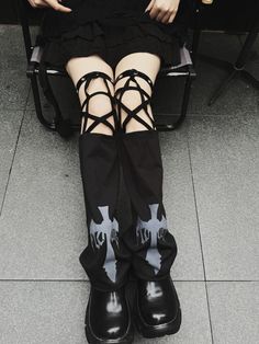 Unleash your inner punk rock style with these pentagram straps leg warmers in classic black. Designed for those who love to stand out, these leg warmers feature a bold pentagram straps design that adds an edgy and rebellious touch to any outfit. Made for individuality and self-expression, these leg warmers are the perfect accessory for completing your punk-inspired look.   Please note that this product includes one pair of leg warmers only. Black Punk Rock, Punk Rock Style, Steampunk Heart, Steampunk Fashion Male, Gothic Skirts, Punk Inspiration, Punk Rock Fashion, Fishnet Tights, Black Legs