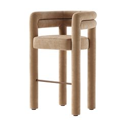 an upholstered stool with two legs in the shape of rectangles and barstools