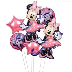 a balloon shaped like minnie mouse with balloons in the shape of numbers 6 and 9