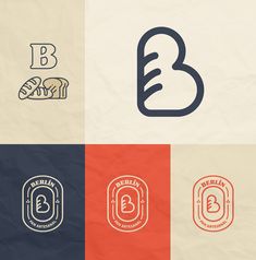 four different logos with the letter b on them