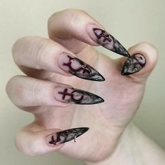 Holloween Nails, Witch Nails, Witchy Nails, Punk Nails, Gothic Nails, Goth Nails, Grunge Nails, Pointed Nails, Simple Gel Nails