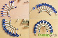 how to make a beaded bracelet with blue and white seed beads step by step