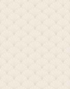 an art deco wallpaper pattern with fan shapes in beige and cream colors on a white background