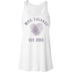 a white tank top with the words mrs lavender est 20x on it