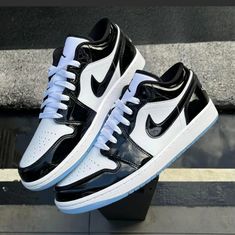 Brand New In Box Size 8 Panda Colorway Sporty Black Patent Leather Custom Sneakers, Modern Black Patent Leather Custom Sneakers, Shoes Air, Air Jordan 1 Low, Jordan 1 Low, Jordans For Men, Air Jordan 1, Jordan Shoes, Jordan 1