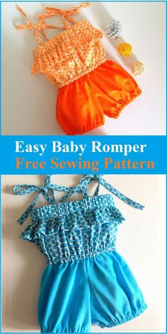 Free Infant Sewing Patterns, Easy Sew Baby Clothes, Toddler Sewing Patterns Free, Free Sewing Patterns For Babies, Baby Girl Sewing Patterns, Romper Pattern Free, Baby Romper Pattern Free, Romper Tutorial