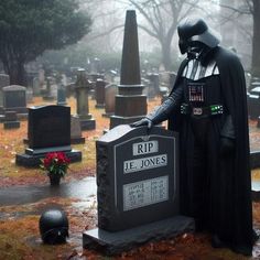 darth vader standing next to his grave