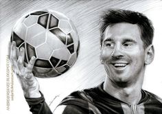 a drawing of a man holding a soccer ball in one hand and smiling at the camera