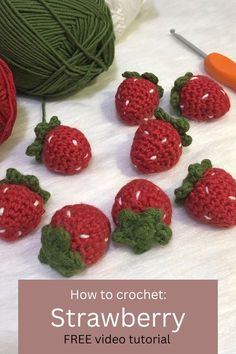 FREE Tutorial | How to Crochet Strawberry - YouTube Crochet Strawberries, Coastal Garden, Diy Sy, Crochet Strawberry, Beachy Vibes, Garden Aesthetic, Crochet Food