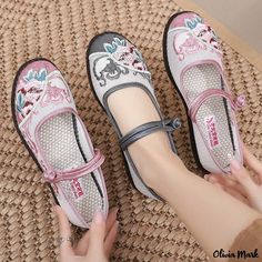 Olivia Mark - Beijing Cloth Shoes Network: Casual Slip-Resistant Single Shoes with Anti-Skid Sole Breathable Flat Walking Shoes, Pink Walking Shoes With Rubber Sole And Round Toe, Flat Walking Shoes With Rubber Sole, Casual Multicolor Walking Shoes With Round Toe, Summer Walking Shoes With Round Toe, White Non-slip Flat Walking Shoes, Flat Canvas Shoes, Pink Walking Shoes For Spring, Casual Canvas Shoes With Soft Sole