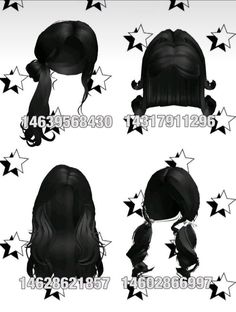 the hair styles for anime characters are shown in black and white, with stars around them