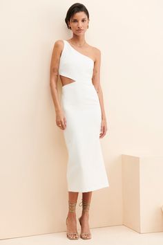 Rent Jenna One Shoulder Dress from Nuuly. Pick 6 items for $98/month. Free shipping + returns. Summer Cocktail Dress With Cutout Details, One Shoulder Cutout Midi Dress For Spring, Fitted One-shoulder Midi Dress With Cutout, One-shoulder Cutout Midi Dress For Spring, Spring One-shoulder Cutout Midi Dress, Asymmetrical Neckline Midi Dress With Cutout For Date Night, Summer Evening Midi Dress With Cutout, One Shoulder Cutout Midi Dress For Summer, Cutout Dress With Asymmetrical Neckline For Night Out