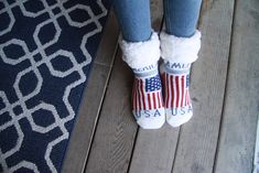 Let your colours shine and cozy up with your stars and stripes. Everyday can be like 4th of July with these American Pride Slipper Socks. With an elevated level of softness, Pudus provides cozy comfort at every step. Featuring extra-fluffy Sherpa lining, non-slip grippers and adjustable sizes, they are a must have pampering essential. Wrap your feet in comfort and style, whether you are returning from a long day at work, waking up from a beauty sleep, cozying up on a cold winter’s day, or baking Cold Winter Morning, Classic Slippers, Winter Morning, Everyday Luxury, Long Day, Slipper Socks, American Pride, Comforters Cozy, Cold Winter