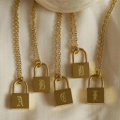 Padlock Necklace, Gold Chain Choker, Lock Necklace, Letter Gifts, Letter Necklace, Old English, Chain Choker, Stainless Steel Rings, Boutique Jewelry