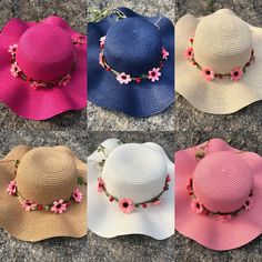 Cute Floral Detailing Around The Crown, Very Versatile! Color Options Are: Top Row From Left To Right: Rose, Navy Beige Bottom Row From Left To Right: Khaki, White, Pink Nwot Boutique Item Trendy Pink Sun Hat For Beach Season, Trendy Pink Sun Hat For The Beach, Trendy Pink Sun Hat For Beach, Trendy Pink Wide Brim Sun Hat, Trendy Wide Brim Pink Sun Hat, Casual Pink Sun Hat, Trendy Pink Sun Hat, Trendy Pink Straw Hat For Spring, Pink Bohemian Sun Hat For Garden Party