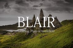 the words blarr meanding plain or battlefield