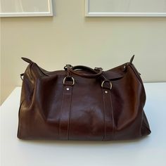 Used Once, Like New. From Arandu (Buenos Aires) Vintage Brown Leather-handled Travel Bag, Large Leather Bag, Large Bags, Travel Bags, Like New, Leather Bag, Bag Lady, Women Shopping, Leather