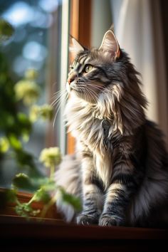 Maine Coon cat in cloud grey coat with prominent ear tufts.