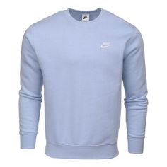 Nike Sportswear Club Fleece Solid Color Logo Embroidered Round Neck Long Sleeves Light Blue BV2662-548 (Men's/Embroidery) Nike Sportswear Club Fleece, Color Logo, Stylish Sneakers, Nike Sportswear, Logo Embroidered, Round Neck, Light Blue, Solid Color, Long Sleeves