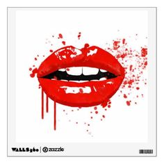 an image of a red lips with blood splatters on the bottom and bottom