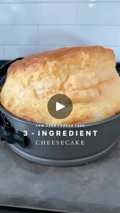 a video demonstrating how to make 3 ingredient cheesecake in a cast iron skillet