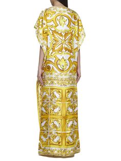 Natural (other)->silk, 100% Majolica Print, Long Kaftan Dress, Italy Women, Long Kaftan, Versace Shop, Feminine Chic, Dolce Gabbana Dress, Stefano Gabbana, Kimono Sleeves