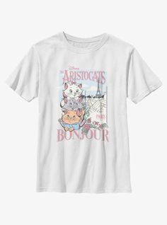 100% CottonWash cold; dry lowImportedListed in youth sizes Trio Cats, Aristocats Shirt, Ratatouille Shirt, Disney Outfits Women, Disney Fits, The Aristocats, Marie Aristocats, Disney Ideas, Disney T