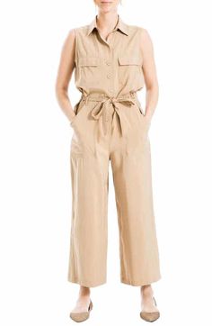 Nina Leonard Solid Tie Waist Jumpsuit | Nordstromrack Belted Strapless Jumpsuit For Workwear, Chic Belted Strapless Jumpsuit For Work, Summer Strapless Jumpsuit With Pockets, Spring Belted Overall Jumpsuits And Rompers, Belted Jumpsuits And Rompers For Spring, Belted Jumpsuit For Spring, Chic Strapless Jumpsuit For Spring, Chic Sleeveless Jumpsuits And Rompers With Tie Waist, Sleeveless Belted Jumpsuits And Rompers For Day Out