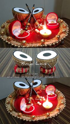 Engagement ring platter Arthi Plates For Wedding, Aarathi Plates Decoration Ideas, Laganiyu Decoration, Plate Decorations Engagement, रुखवत Ideas, Chaab Decoration Ideas, Ring Plate Decoration Engagement, Rakhi Plate Decoration, Kansar Thali Decoration Ideas