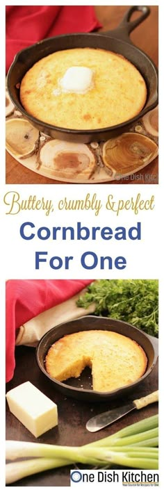 a pan filled with cornbread and cheese on top of a wooden table