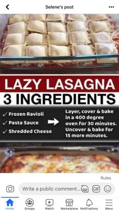 three different ways to make lasagna in the oven