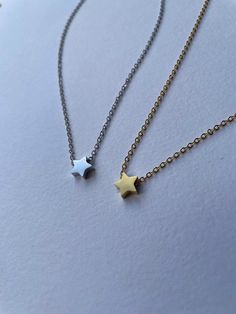 Meaning: No matter what you go through, your shine will never dull. Cute 3D star necklace perfect for everyday wear. All items are handmade and a portion of the profits will go to MIND charity, supporting mental health. This star pendant is rhodium or gold plated stainless steel making it durable and long lasting, supported on a silver or gold plated brass chain that is lightweight and comfortable. Dainty Star-shaped Personalized Necklace, Dainty Personalized Star Necklace, Everyday Star Charm Necklace, Tiny Star Minimalist Necklaces, Tiny Star Shaped Minimalist Necklaces, Minimalist Tiny Star Necklaces, Minimalist Handmade Star Necklaces, Minimalist Star Charm Necklace As Gift, Minimalist Star Charm Necklace For Gift