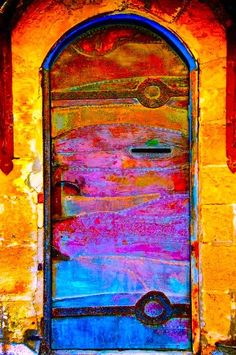 an image of a colorful door with the caption meditating lawers on it