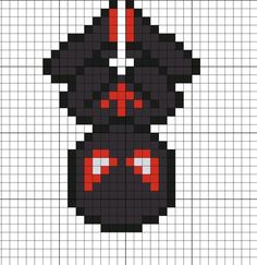 a cross stitch pattern that looks like a black cat with red eyes